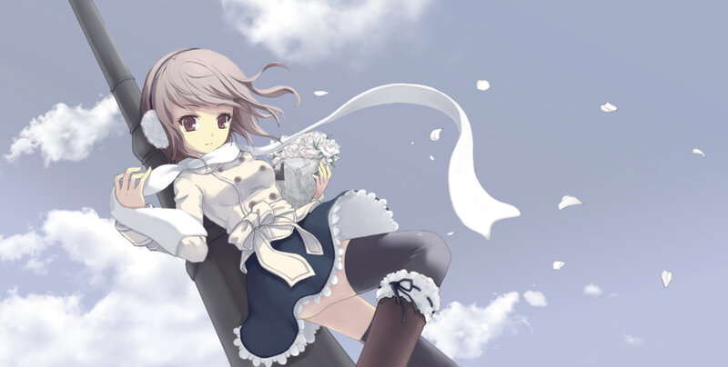 Anime Girl with Flowers — White, Serene, Afternoon, Digital Art