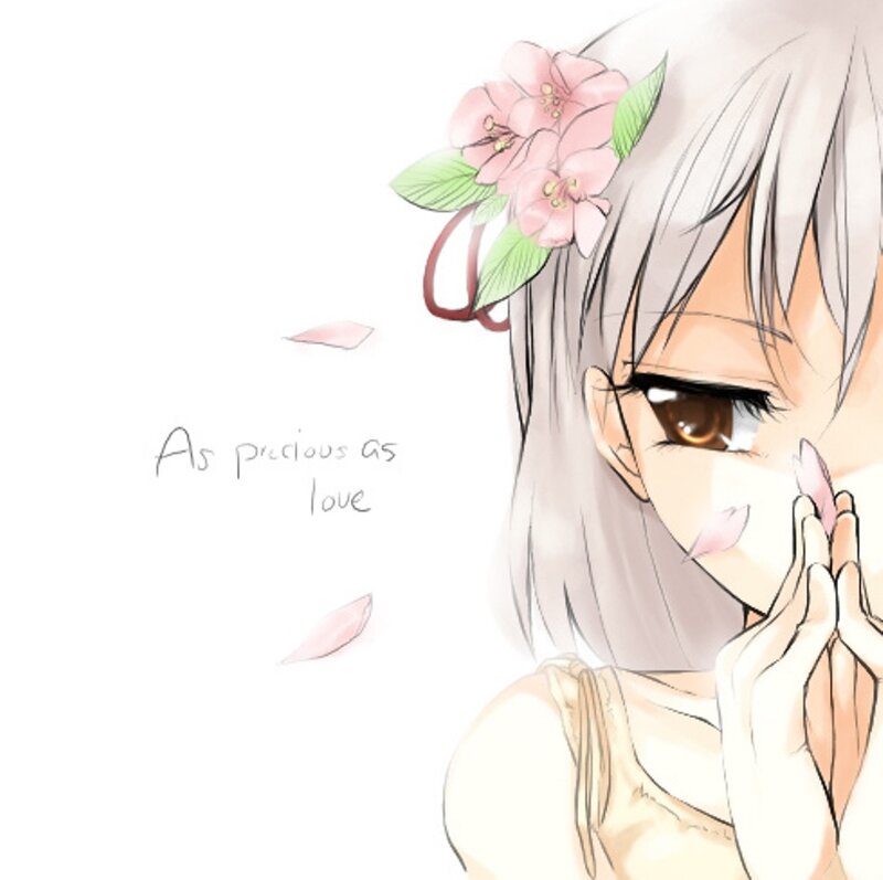 Anime Girl with Flowers — White, Serene, Manga