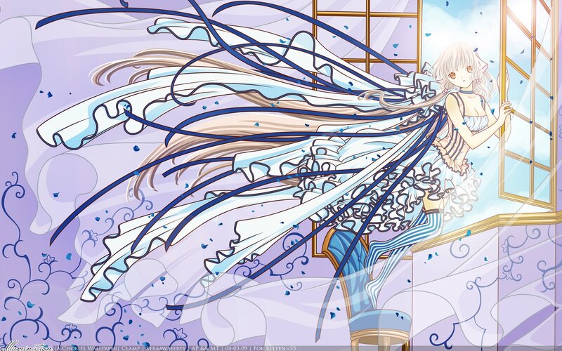 Anime girl with flowing dress