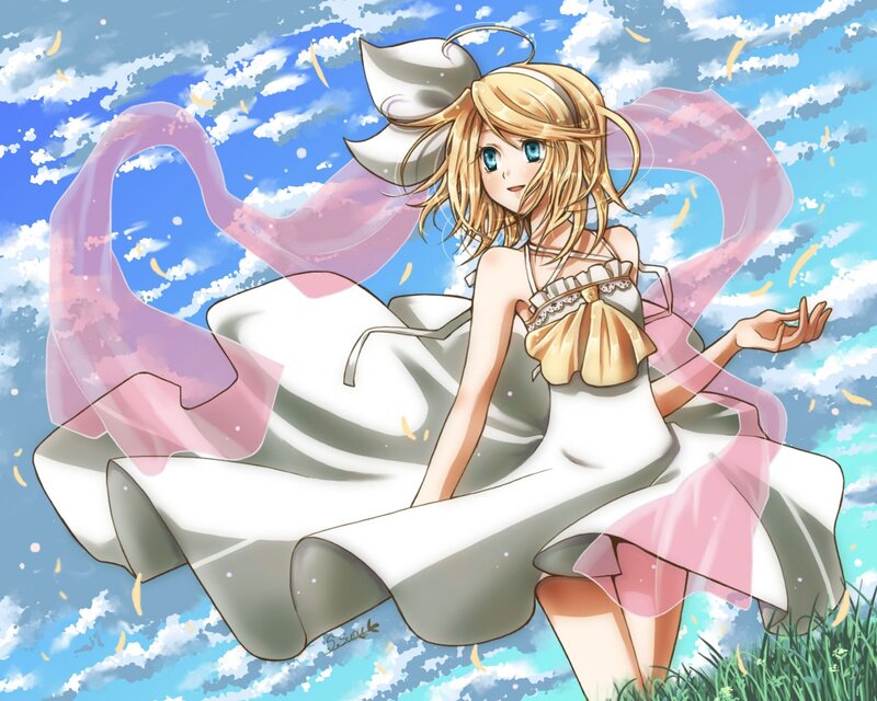 Anime girl with flowing dress