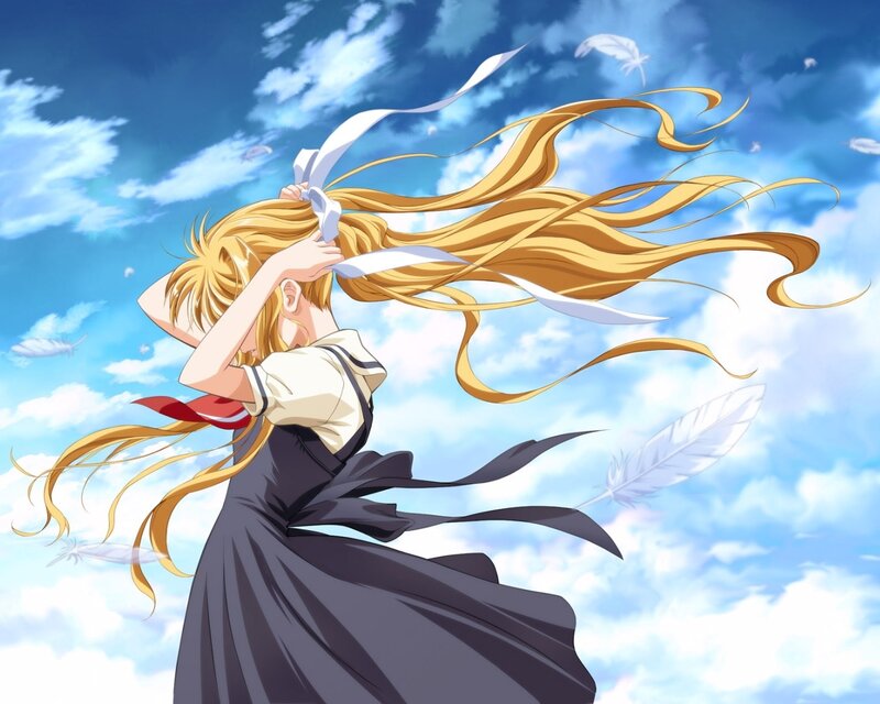 Anime girl with flowing hair