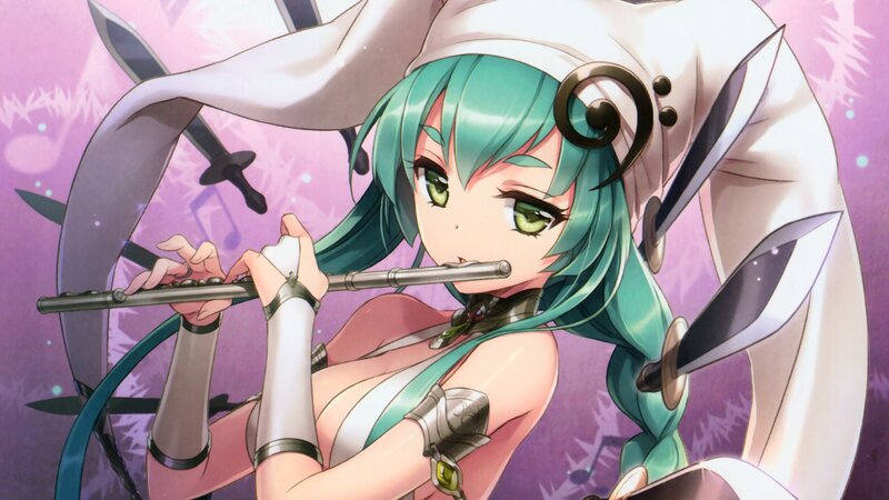 Anime girl with flute and swords