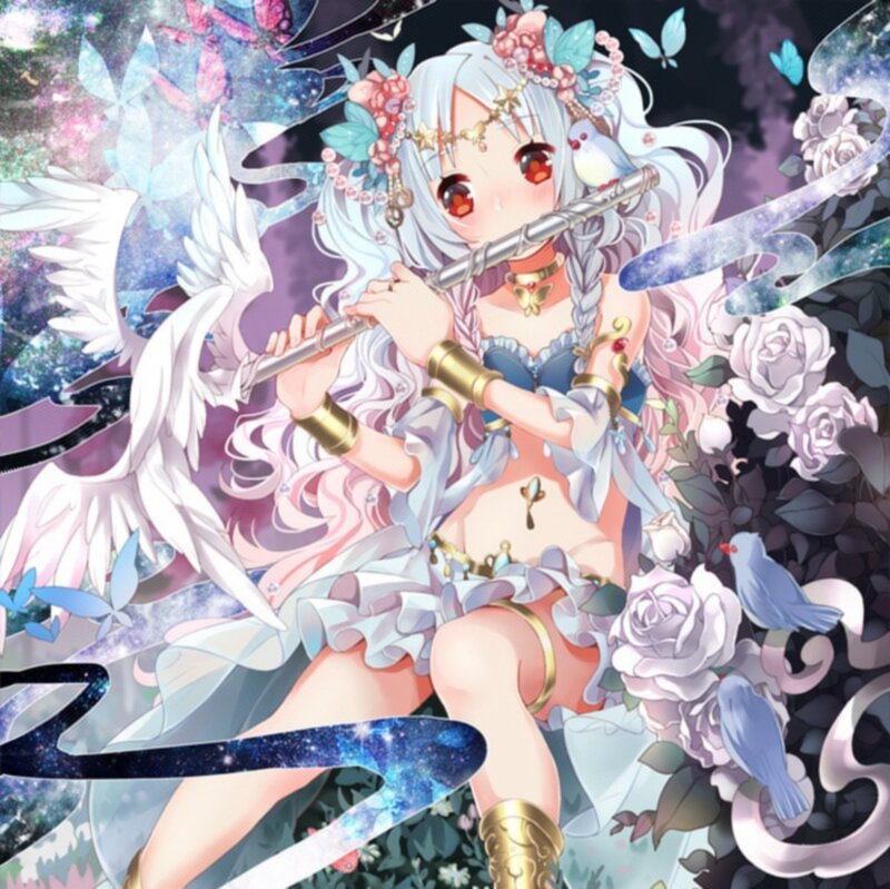 Anime Girl with Flute — White, Fantasy