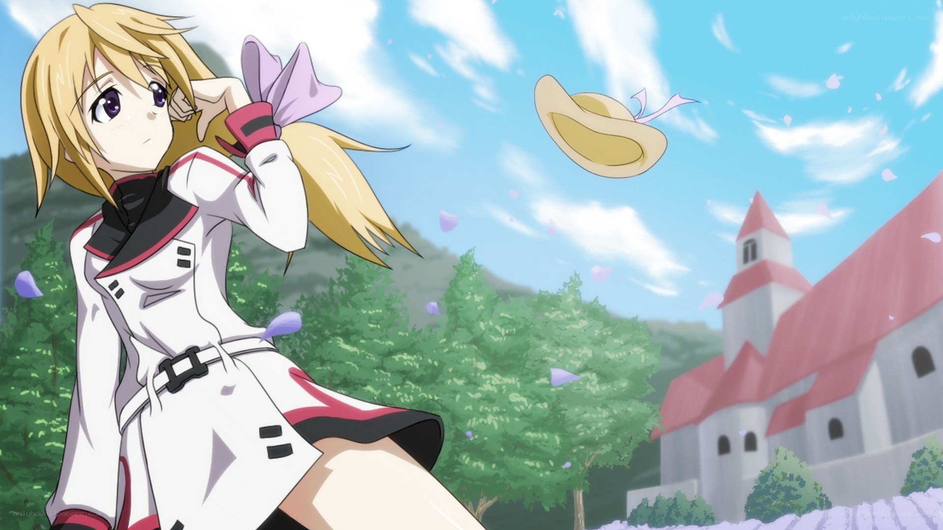 anime girl with flying hat