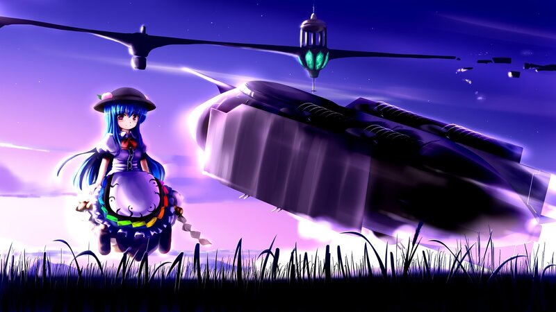 anime girl with flying machines