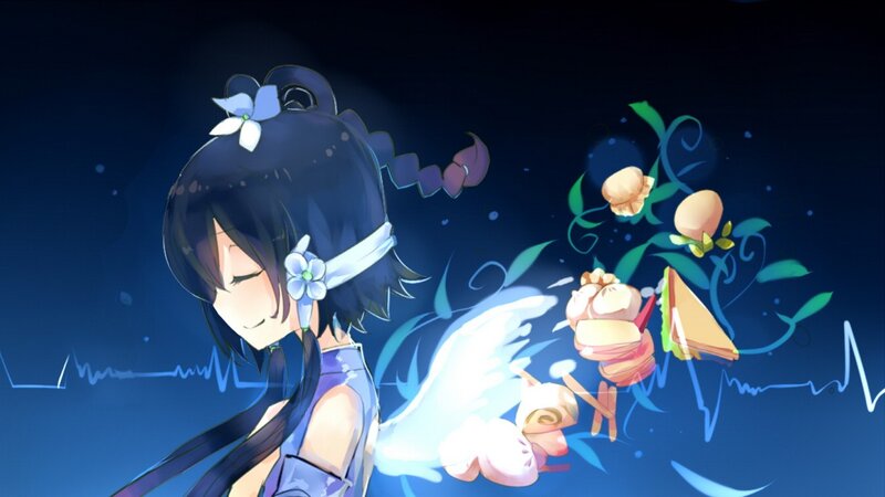 anime girl with food magic
