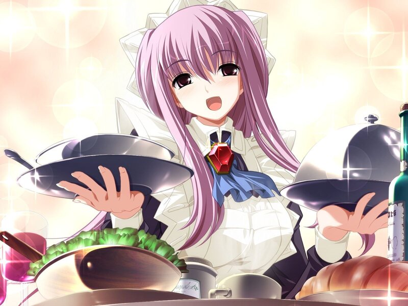 Anime Girl with Food — Pink