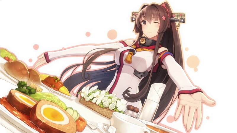 Anime Girl with Food — White, Calm, Morning