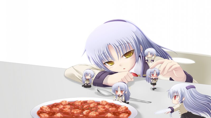 Anime Girl with Food — White