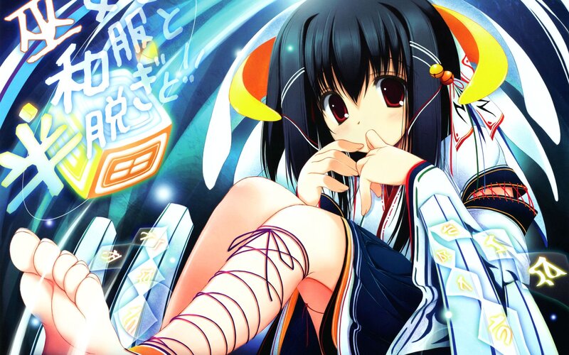 anime girl with foot in focus