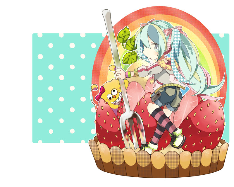 Anime Girl with Fork — Red