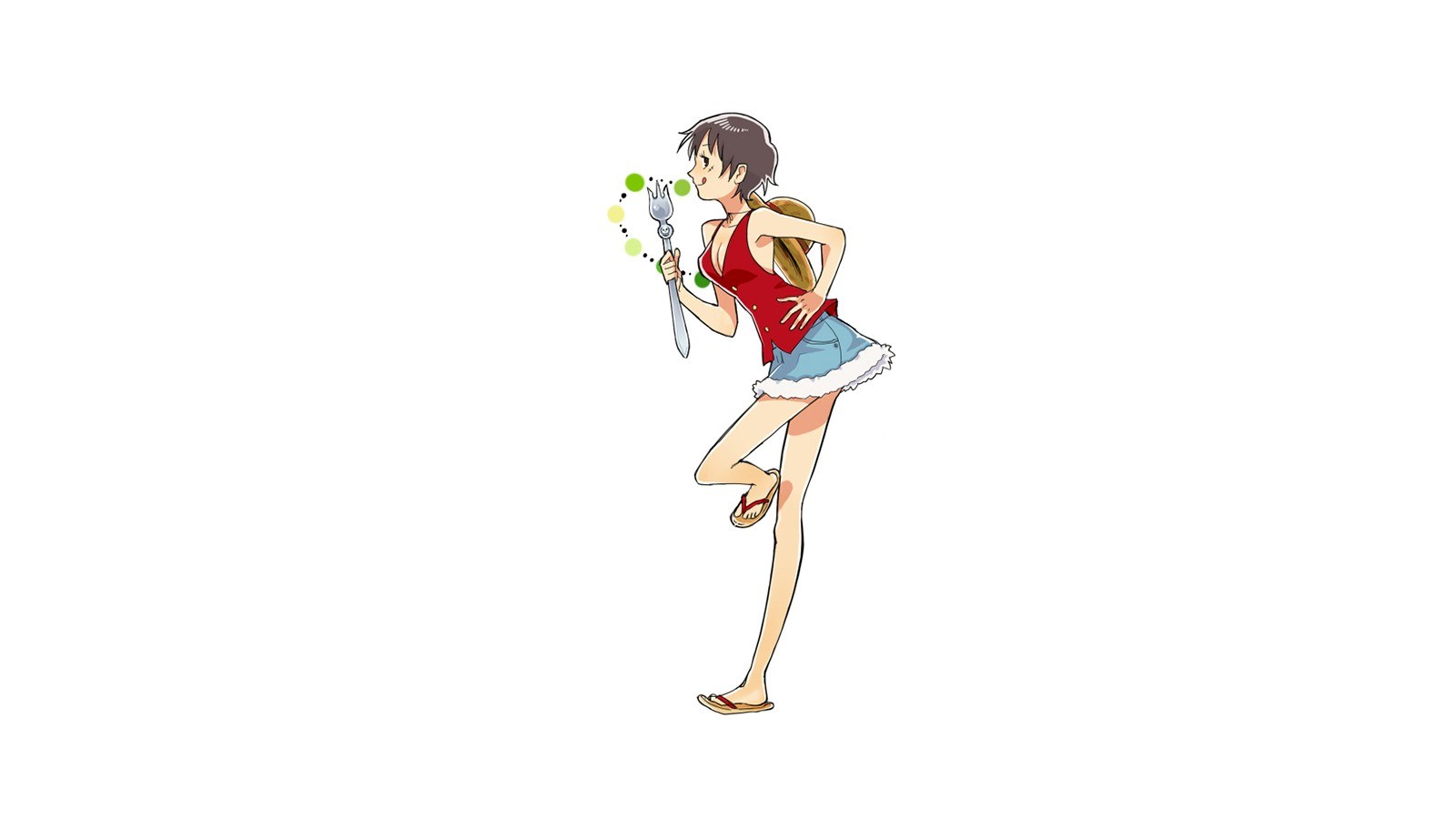anime girl with fork