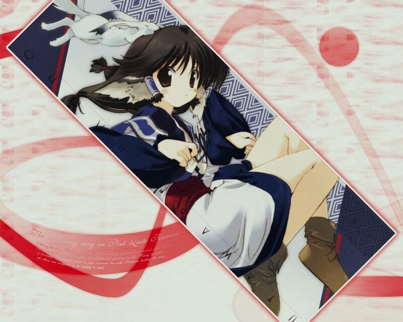 anime girl with fox companion