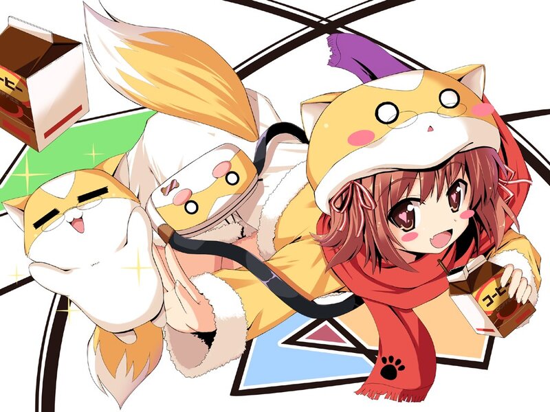 anime girl with fox costume