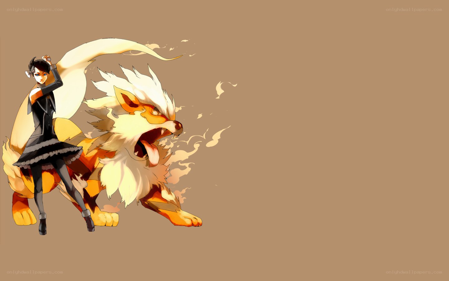 anime girl with fox creature