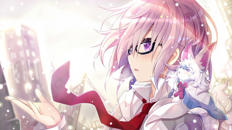 Anime Girl with Fox Creature — Pink