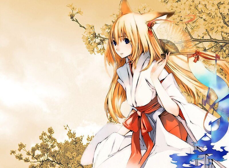 anime girl with fox ears