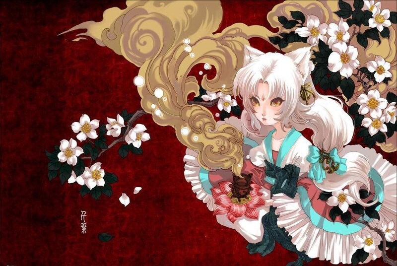 anime girl with fox ears