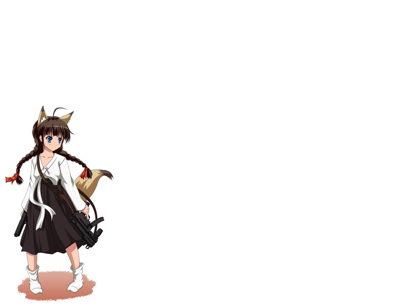 anime girl with fox ears and gun