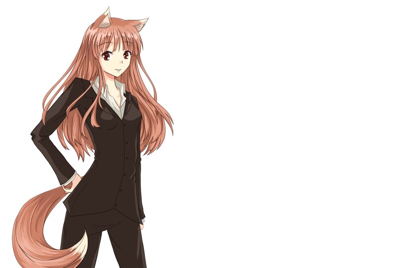anime girl with fox ears and tail