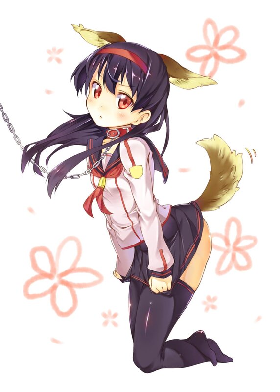 anime girl with fox ears and tail