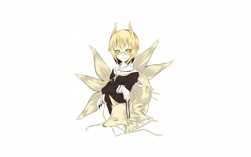 anime girl with fox ears and wings