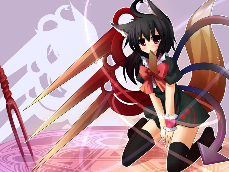 Anime Girl with Fox Ears — Black, Dramatic, Fox Ears