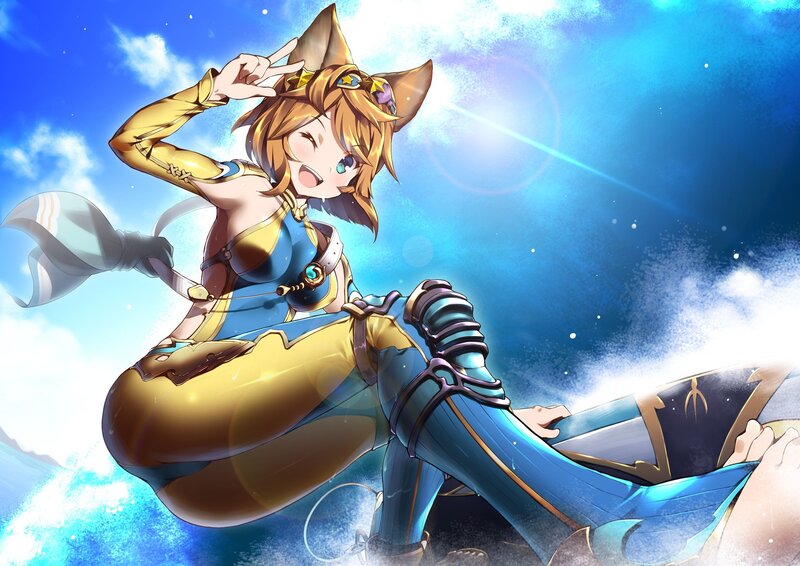 Anime Girl with Fox Ears — Blue, Bright