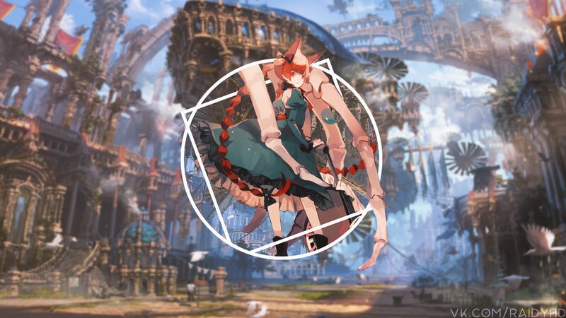 Anime Girl with Fox Ears — Blue, Dramatic, Afternoon