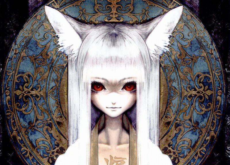 Anime Girl with Fox Ears — Blue, Dramatic, Manga