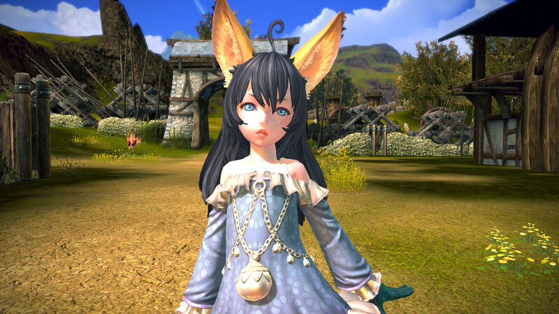 Anime Girl with Fox Ears — Blue, Peaceful