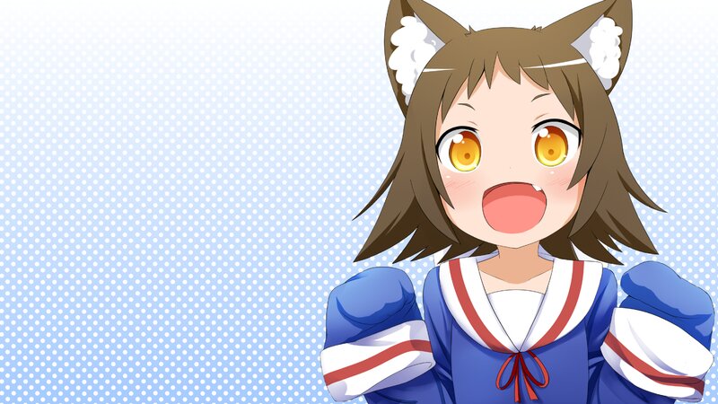 Anime Girl with Fox Ears — Blue, Playful, Fox Ears, Sailor Uniform
