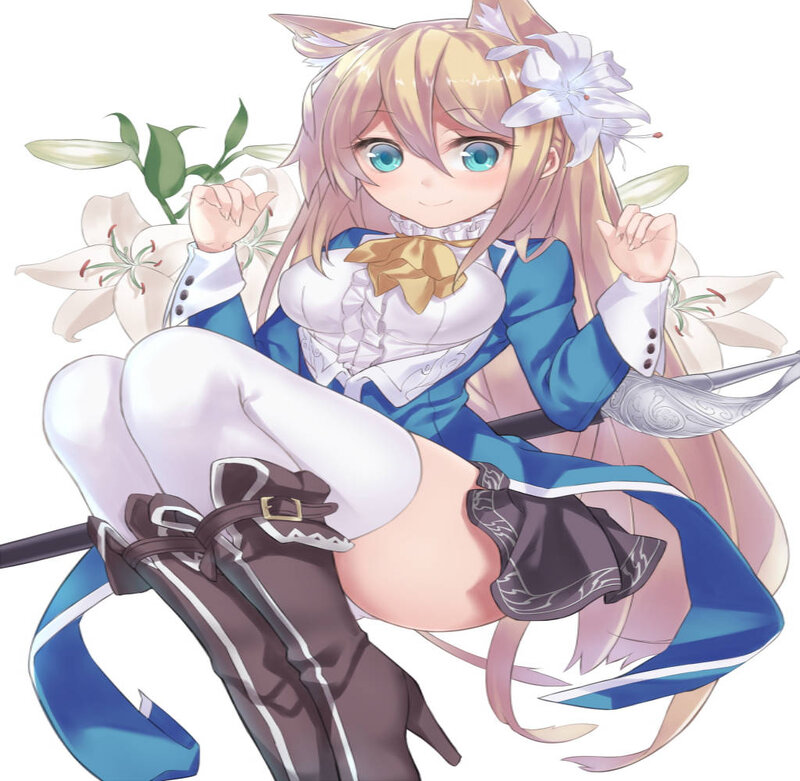 Anime Girl with Fox Ears — Blue, Playful