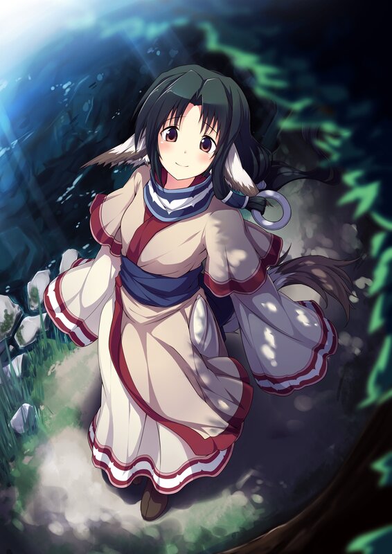 Anime Girl with Fox Ears — Blue, Serene, Night, Digital Art, Fox Ears