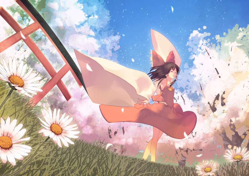 Anime Girl with Fox Ears — Blue, Serene, Spring
