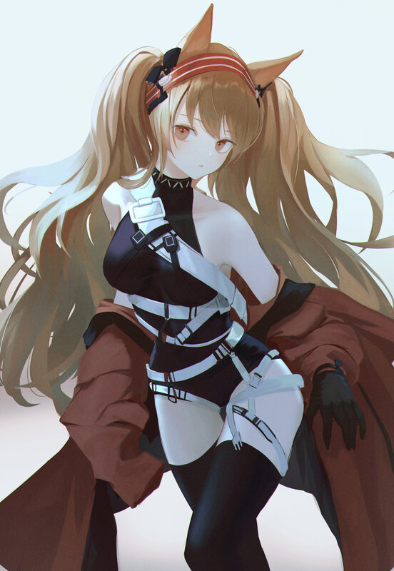 Anime Girl with Fox Ears — Brown, Calm, Digital Art, Fox Ears, Headband