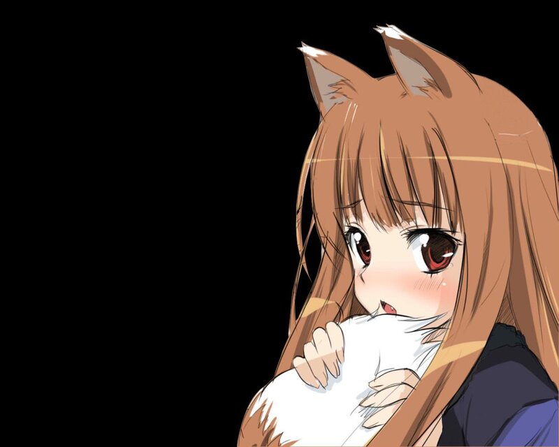 Anime Girl with Fox Ears — Brown, Calm, Fox Ears, Blush, White Object