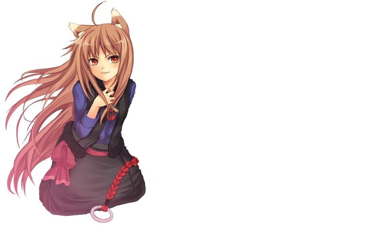 Anime Girl with Fox Ears — Brown, Calm, Fox Ears, Long Hair, Braided Cord