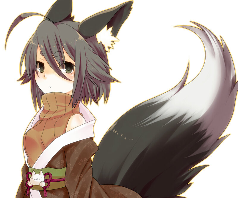 Anime Girl with Fox Ears — Brown, Calm, Fox Tail