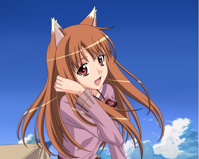 Anime Girl with Fox Ears — Brown, Cheerful, Afternoon, Fox Ears