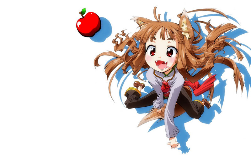 Anime Girl with Fox Ears — Brown, Playful, Apple
