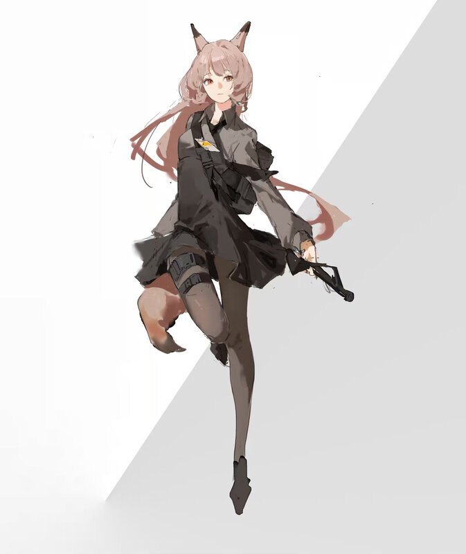 Anime Girl with Fox Ears — Gray, Dynamic