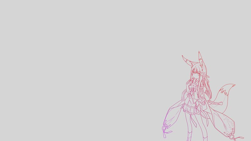 Anime Girl with Fox Ears — Gray, Neutral, Digital Art