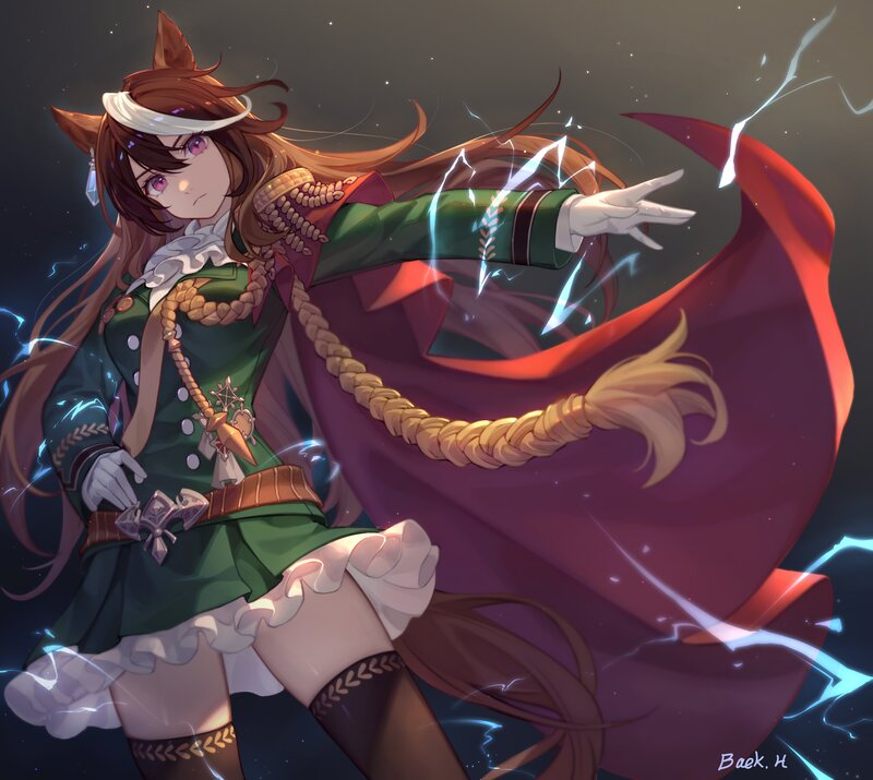 Anime Girl with Fox Ears — Green, Dramatic, Night