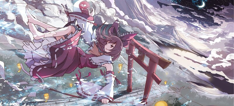 Anime girl with fox ears in a storm