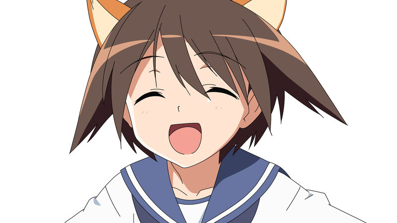 anime girl with fox ears laughing