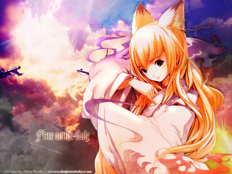 Anime Girl with Fox Ears — Orange, Dramatic, Fox Ears