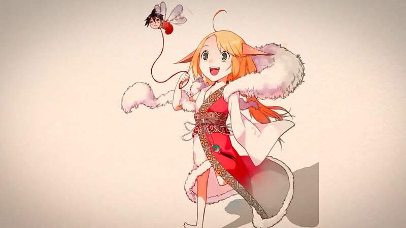 Anime Girl with Fox Ears — Orange, Playful