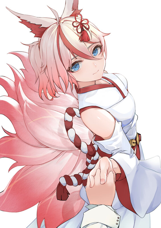 Anime Girl with Fox Ears — Pink, Playful, Fox Tail