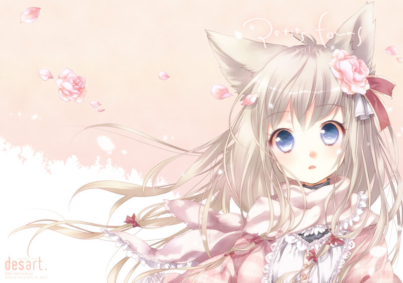 Anime Girl with Fox Ears — Pink, Serene, Spring